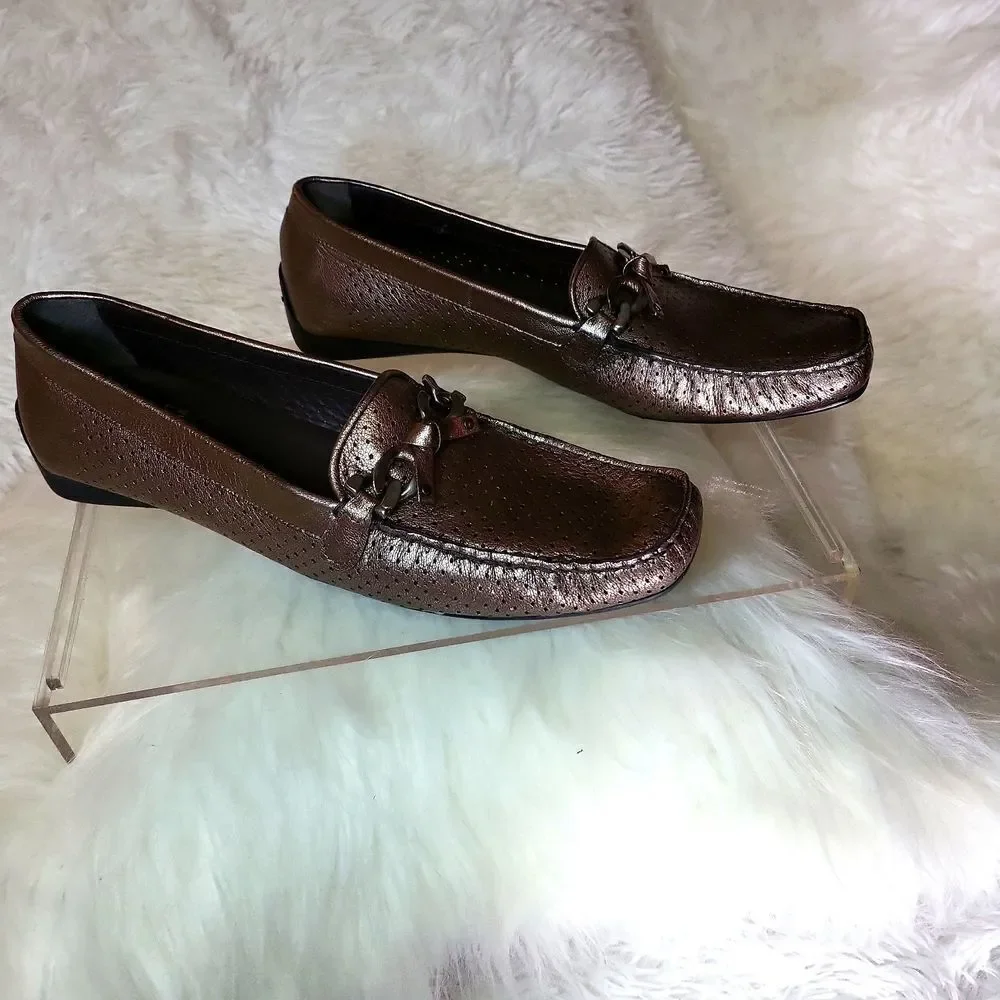 NWOT STUART WEITZMAN LINCOLN SABLE OLD NAPPA SZ.11 NARROW ,PEWTER SILVER